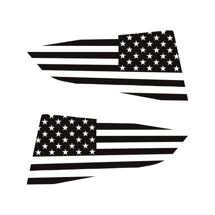 77262 Quarter Window Flag Decal, 2014-2019 Chevy Corvette, Matte Black, Standard USA Flag