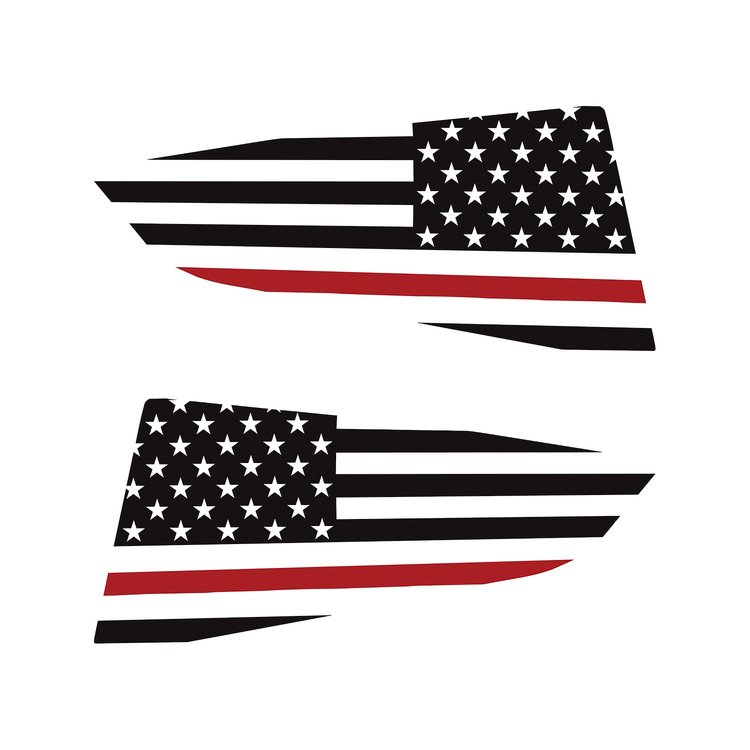 77264 Quarter Window Flag Decal, 2014-2019 Chevy Corvette, Matte Black, Std USA Flag W/Red Stripe
