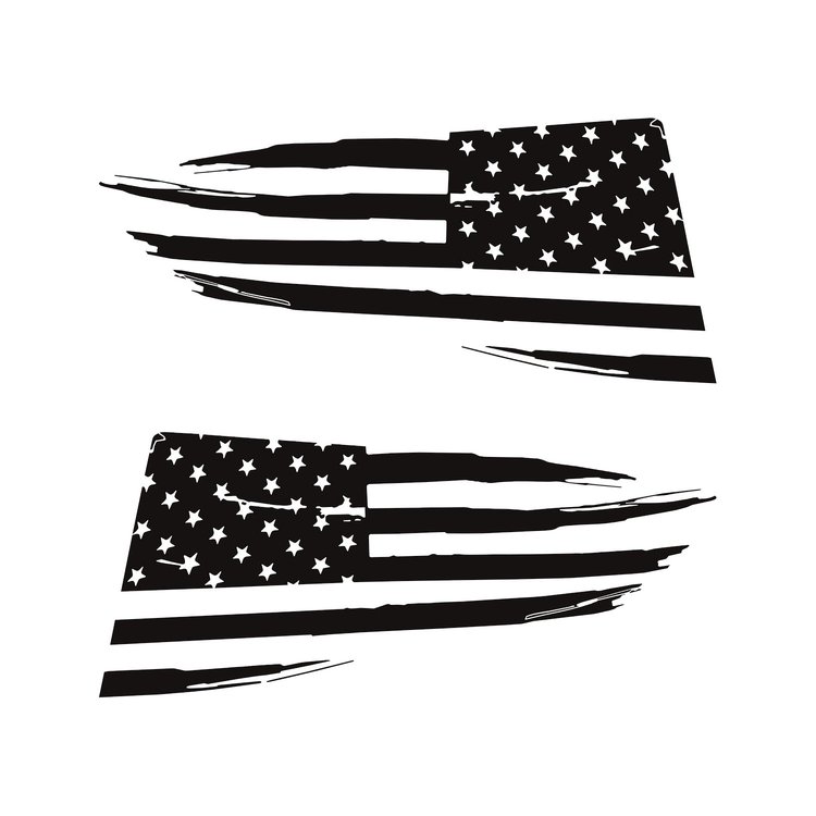 77266 Quarter Window Flag Decal, 2014-2019 Chevy Corvette, Matte Black, Distressed USA Flag