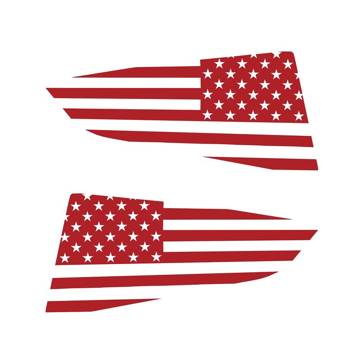 77267 Quarter Window Flag Decal, 2014-2019 Chevy Corvette, Matte Red, Standard USA Flag