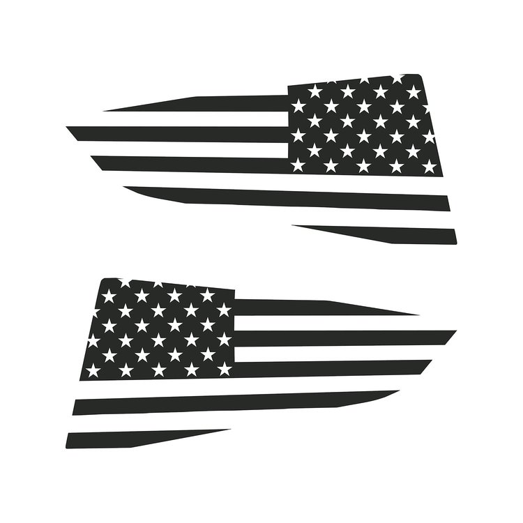 77269 Quarter Window Flag Decal, 2014-2019 Chevy Corvette, Matte Dark Gray, Standard USA Flag