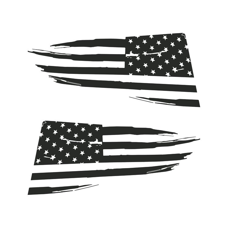 77271 Quarter Window Flag Decal, 2014-2019 Chevy Corvette, Matte Dark Gray, Distressed USA Flag