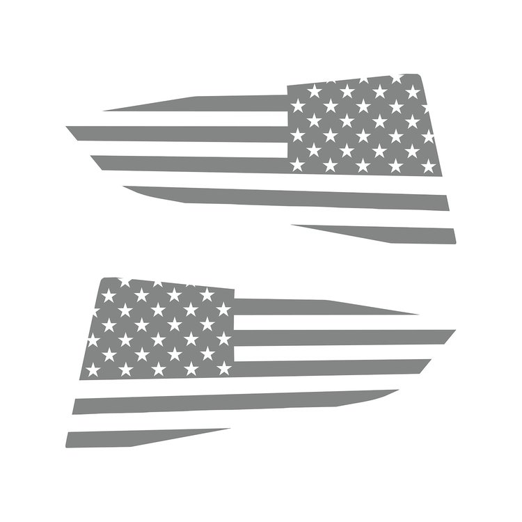 77272 Quarter Window Flag Decal, 2014-2019 Chevy Corvette, Matte Gray, Standard USA Flag