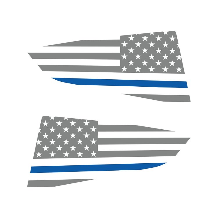 77273 Quarter Window Flag Decal, 2014-2019 Chevy Corvette, Matte Gray, Std USA Flag W/Blue Stripe