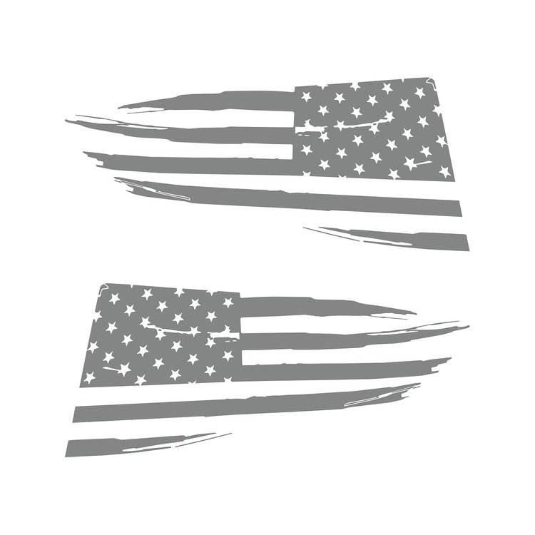 77274 Quarter Window Flag Decal, 2014-2019 Chevy Corvette, Matte Gray, Distressed USA Flag