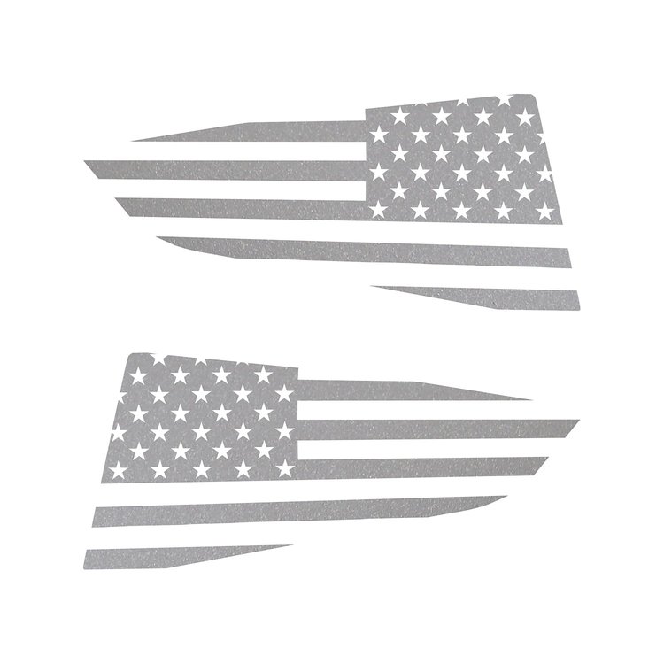 77290 Quarter Window Flag Decal, 2014-2019 Chevy Corvette, Matte Pearl Gray, Standard USA Flag