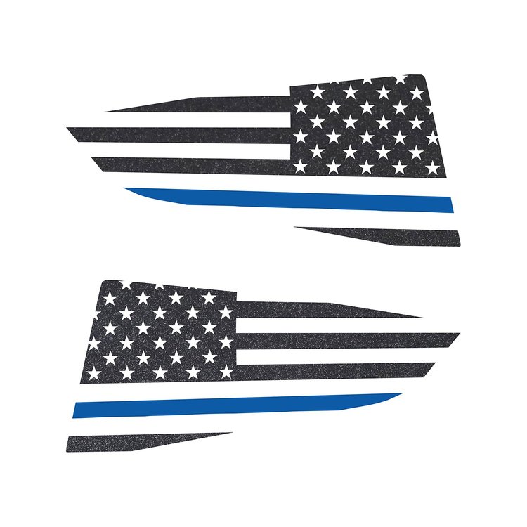 77293 Quarter Window Flag Decal, 2014-2019 Chevy Corvette, Gloss Carbon Flash Met, Std USA Flag W/Blu Stripe