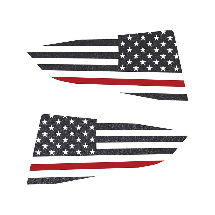 77294 Quarter Window Flag Decal, 2014-2019 Chevy Corvette, Gloss Carbon Flash Met, Std USA Flag W/Red Stripe