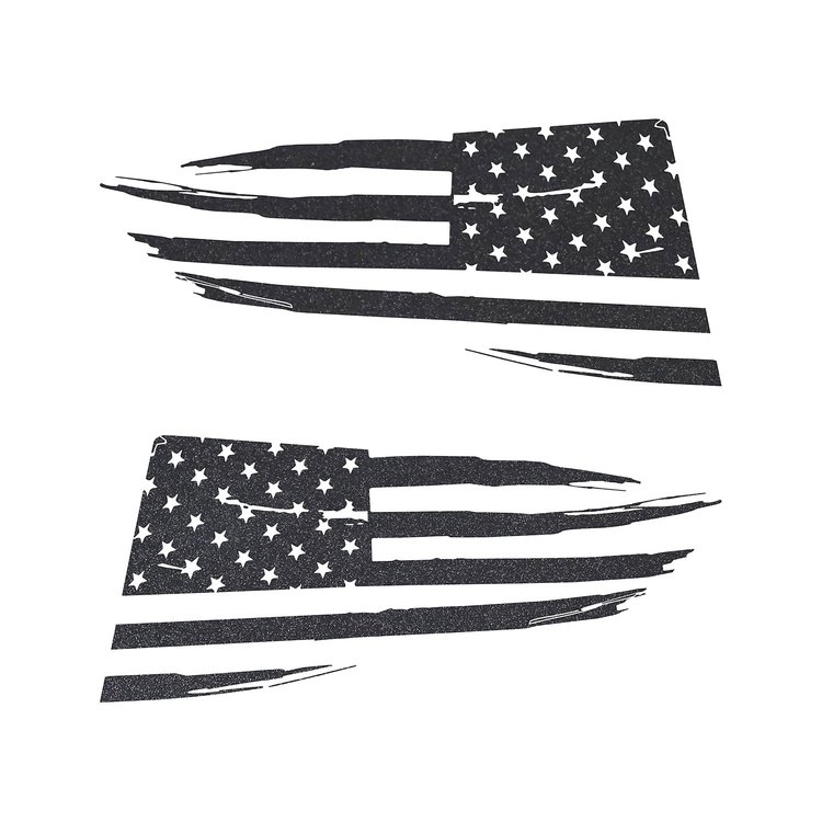 77296 Quarter Window Flag Decal, 2014-2019 Chevy Corvette, Gloss Carbon Flash, Distressed USA Flag