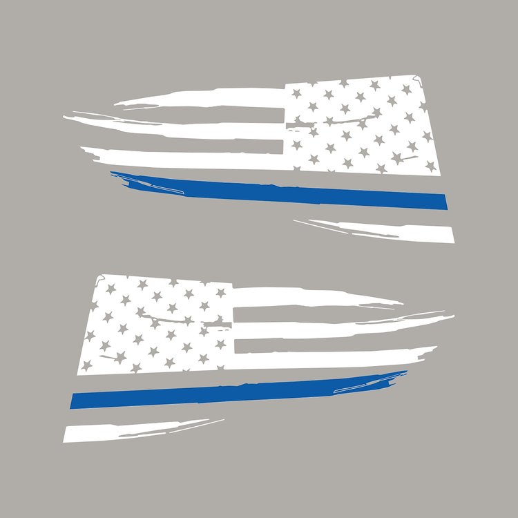 77301 Quarter Window Flag Decal, 2014-2019 Chevy Corvette, Gloss White, Distressed USA Flag W/Blue Stripe