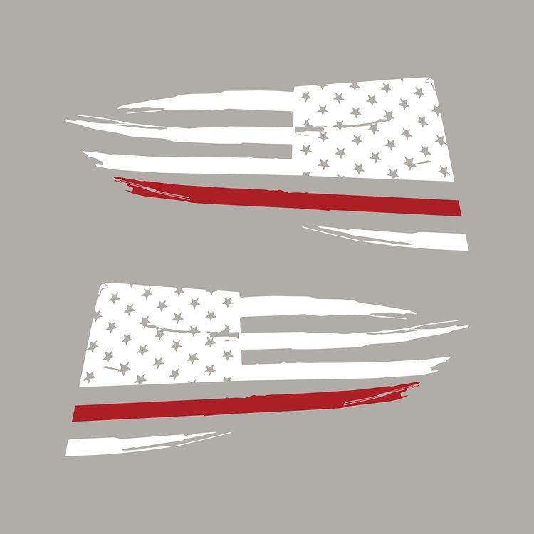 77302 Quarter Window Flag Decal, 2014-2019 Chevy Corvette, Gloss White, Distressed USA Flag W/Red Stripe