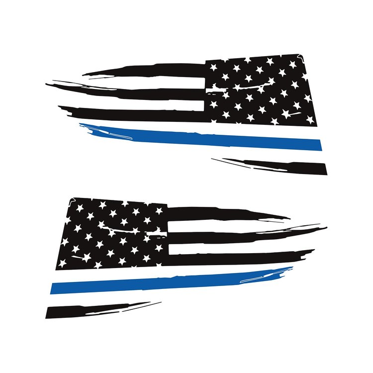 77304 Quarter Window Flag Decal, 2014-2019 Chevy Corvette, Matte Black, Distressed USA Flag W/Blue Stripe