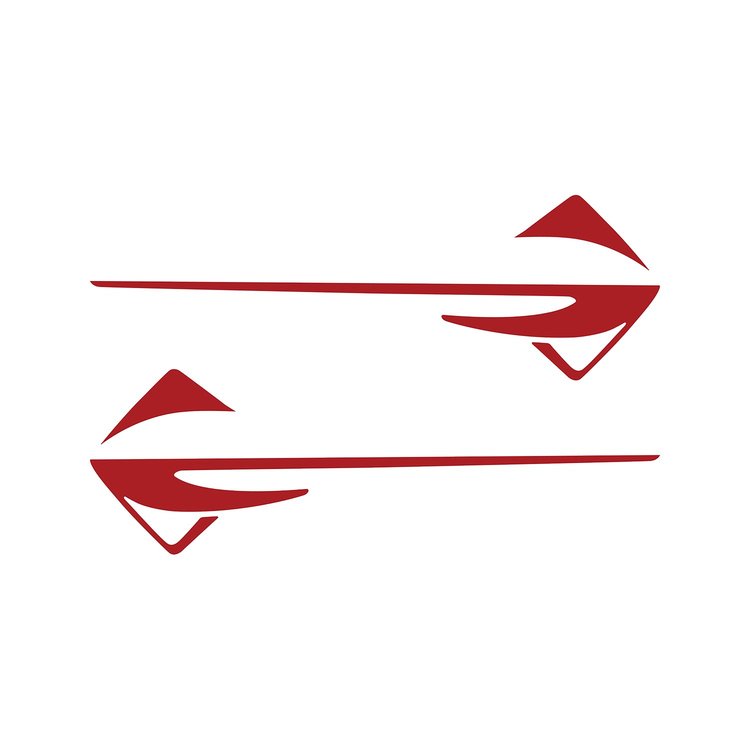77310 Fender Emblems Shadow Overlay Outline Decal, 2014-2019 Chevy Corvette, Pair, Gloss Red