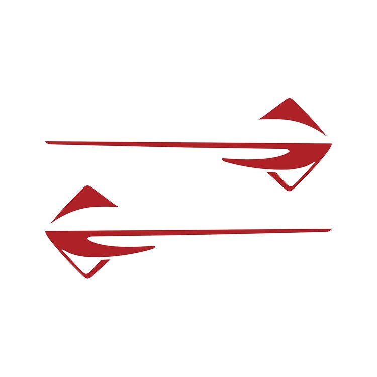77321 Fender Emblems Shadow Overlay Outline Decal, 2014-2019 Chevy Corvette, Pair, Matte Red