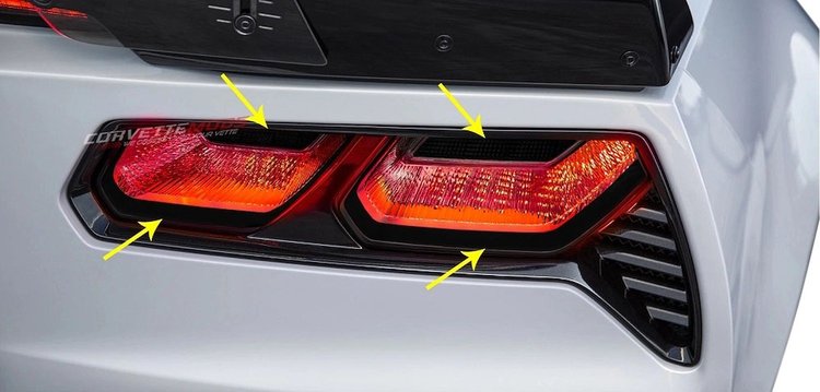 77479 Rear Tail Light Blackout Trim Kit, 2014-2019 Chevy Corvette, Acrylic (8Pc)