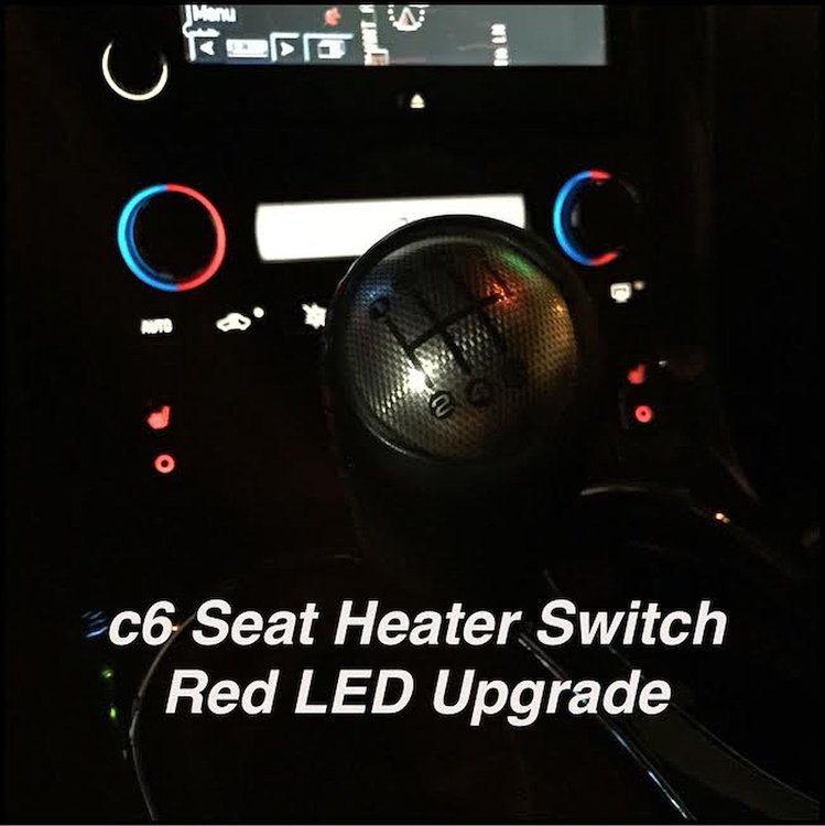 77490 Red LED Seat Heater Switch Upgrade, 2005-2013 Chevy Corvette