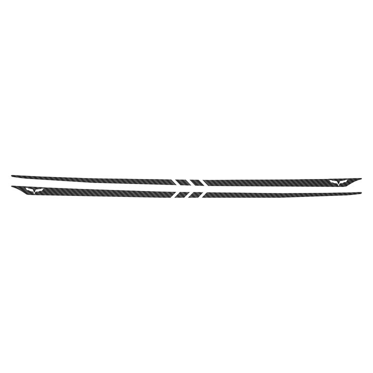 77971 Hood Stripes Decal Three Stripes w/ Crossed Flags Outline Black Carbon Fiber, 2005-2013 Chevy Corvette