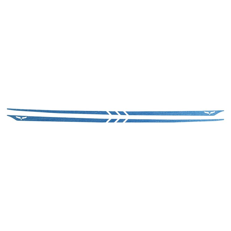 77973 Hood Stripes Decal Three Stripes w/ Crossed Flags Outline Blue Brushed Steel, 2005-2013 Chevy Corvette