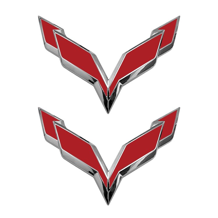 77997 Front/Rear Flag Emblem Overlay Sets, 2014-2019 Chevy Corvette, Gloss Red