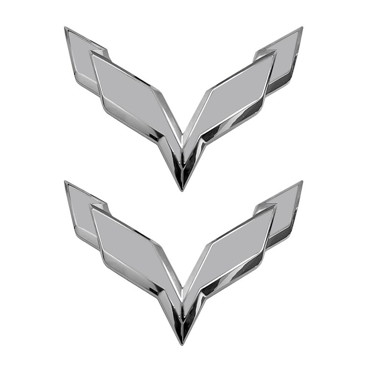 78000 Front/Rear Flag Emblem Overlay Sets, 2014-2019 Chevy Corvette, Gloss Gray