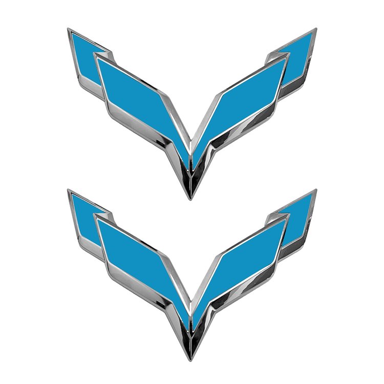 78001 Front/Rear Flag Emblem Overlay Sets, 2014-2019 Chevy Corvette, Gloss Tension Blue