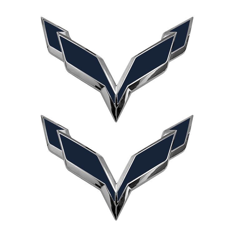 78002 Front/Rear Flag Emblem Overlay Sets, 2014-2019 Chevy Corvette, Gloss Blue