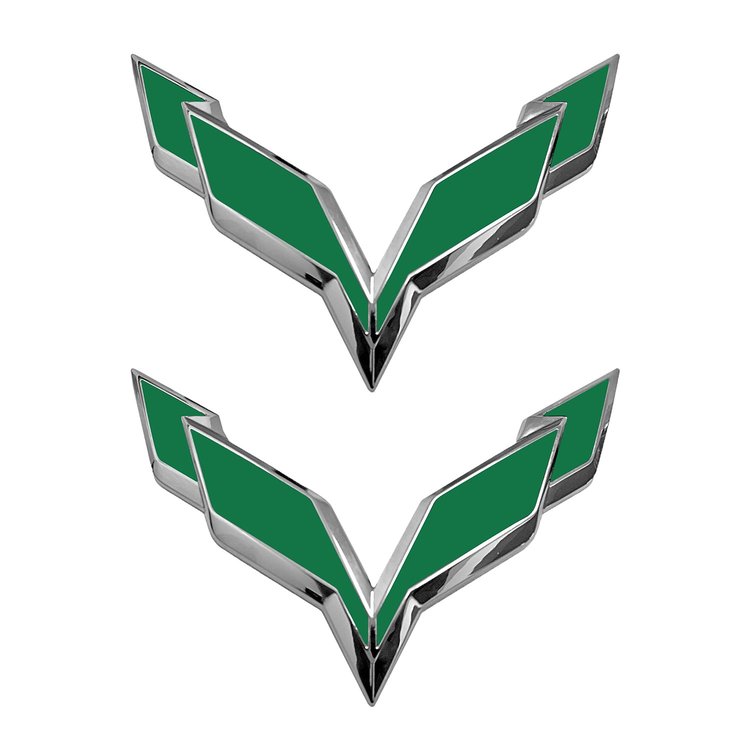 78004 Front/Rear Flag Emblem Overlay Sets, 2014-2019 Chevy Corvette, Gloss Green