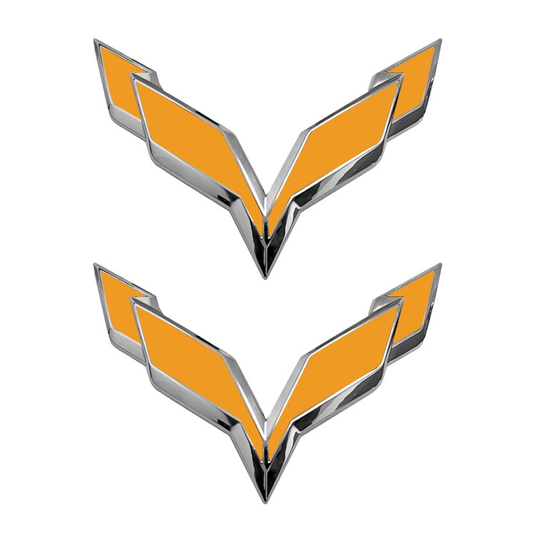 78005 Front/Rear Flag Emblem Overlay Sets, 2014-2019 Chevy Corvette, Gloss Orange