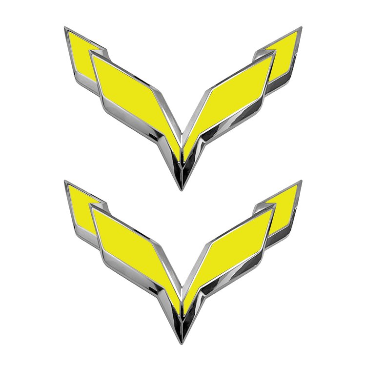 78006 Front/Rear Flag Emblem Overlay Sets, 2014-2019 Chevy Corvette, Gloss Yellow