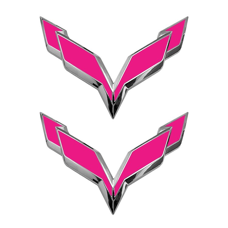 78007 Front/Rear Flag Emblem Overlay Sets, 2014-2019 Chevy Corvette, Gloss Pink