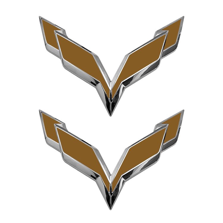 78008 Front/Rear Flag Emblem Overlay Sets, 2014-2019 Chevy Corvette, Gloss Metallic Gold
