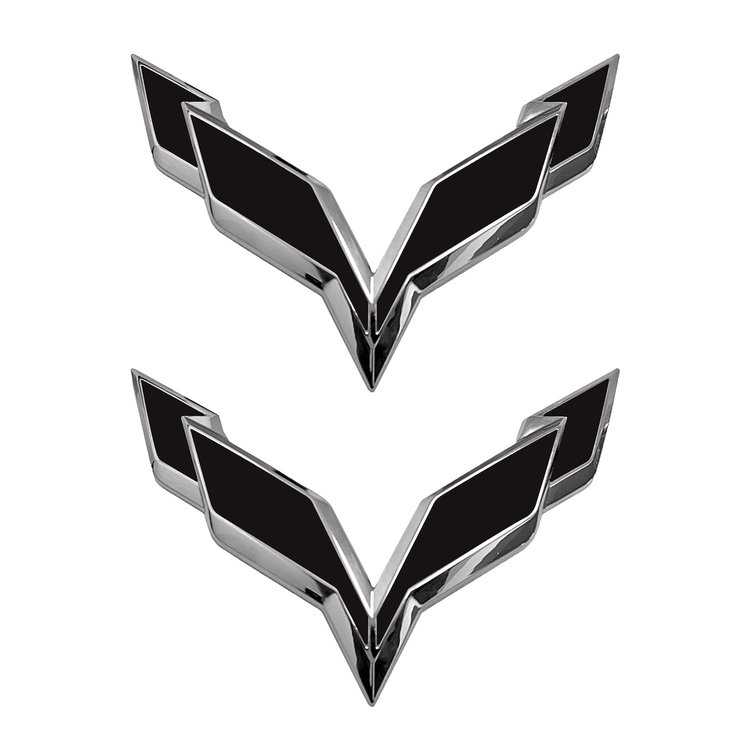 78009 Front/Rear Flag Emblem Overlay Sets, 2014-2019 Chevy Corvette, Matte Black