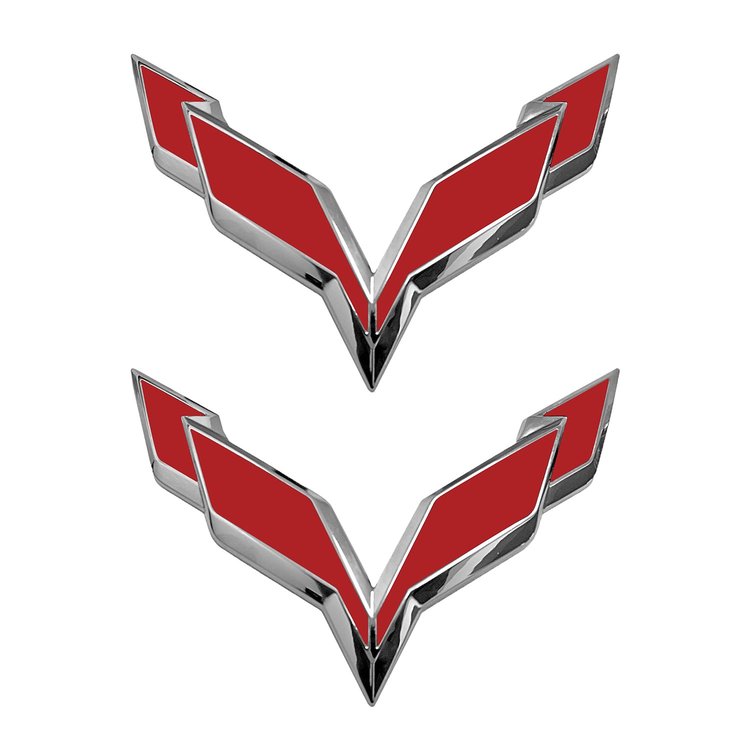 78010 Front/Rear Flag Emblem Overlay Sets, 2014-2019 Chevy Corvette, Matte Red