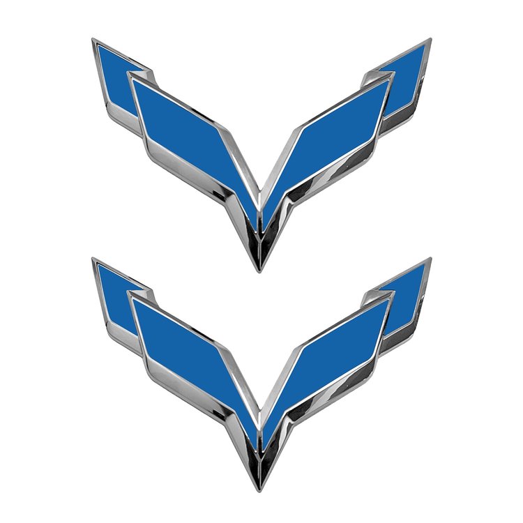 78012 Front/Rear Flag Emblem Overlay Sets, 2014-2019 Chevy Corvette, Matte Blue