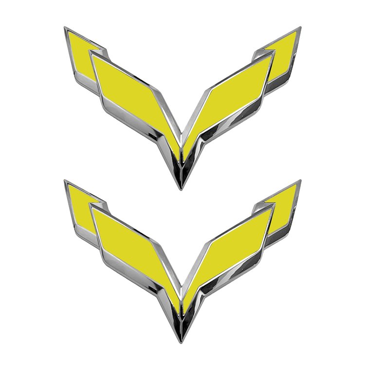78013 Front/Rear Flag Emblem Overlay Sets, 2014-2019 Chevy Corvette, Matte Yellow