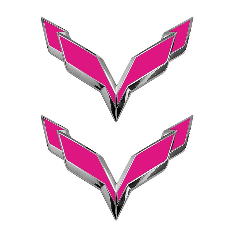 78014 Front/Rear Flag Emblem Overlay Sets, 2014-2019 Chevy Corvette, Matte Pink