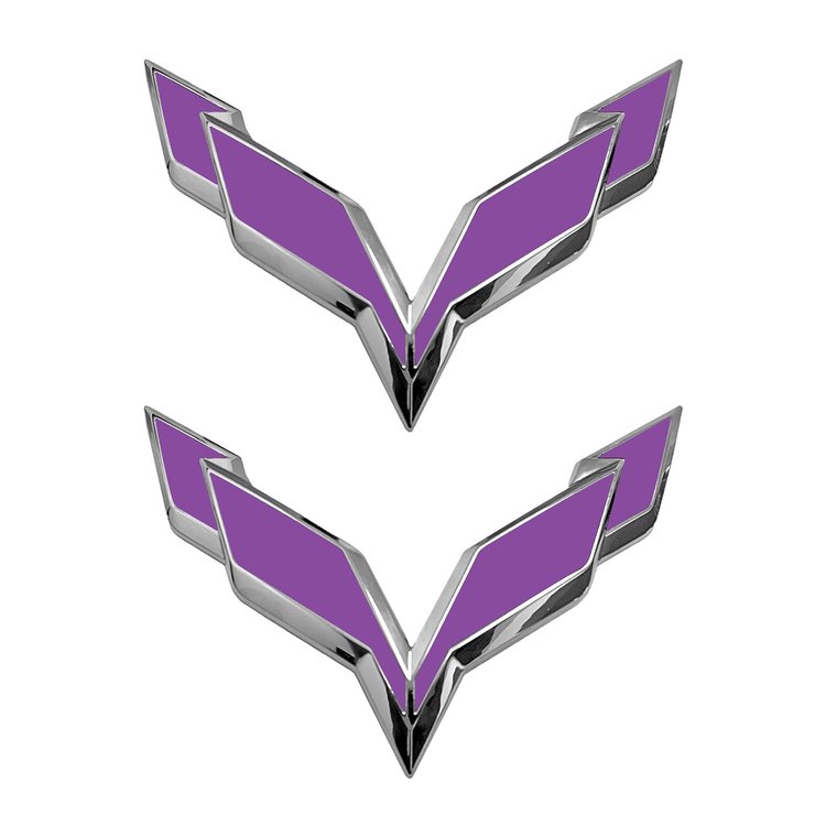 78015 Front/Rear Flag Emblem Overlay Sets, 2014-2019 Chevy Corvette, Matte Purple