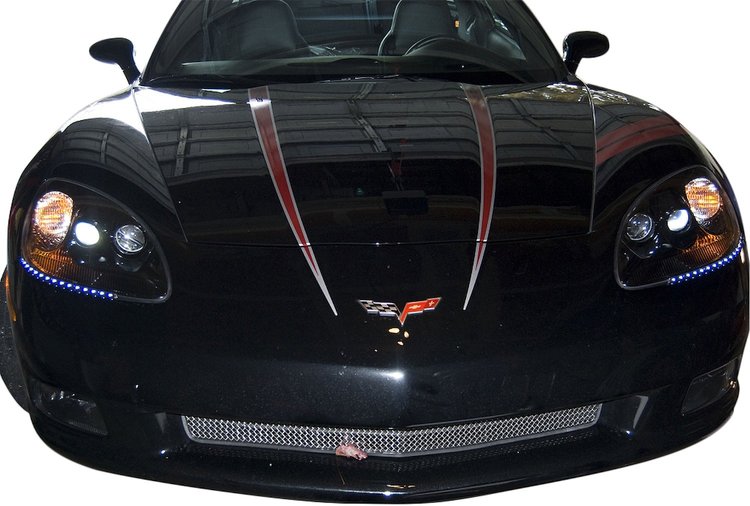 78301 LED Audi Style Lower Headlight Trim Kit, 2005-2013 Chevy Corvette, Pair Blue W/O Switch