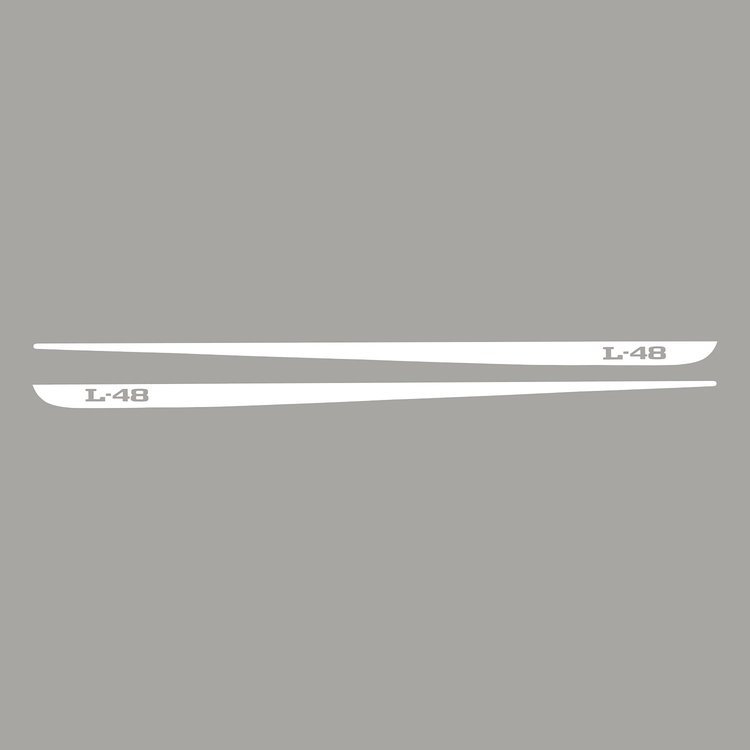 78328 Hood Stripe Decals, 1968-1982 Chevy Corvette, Pair L-48 Gloss White