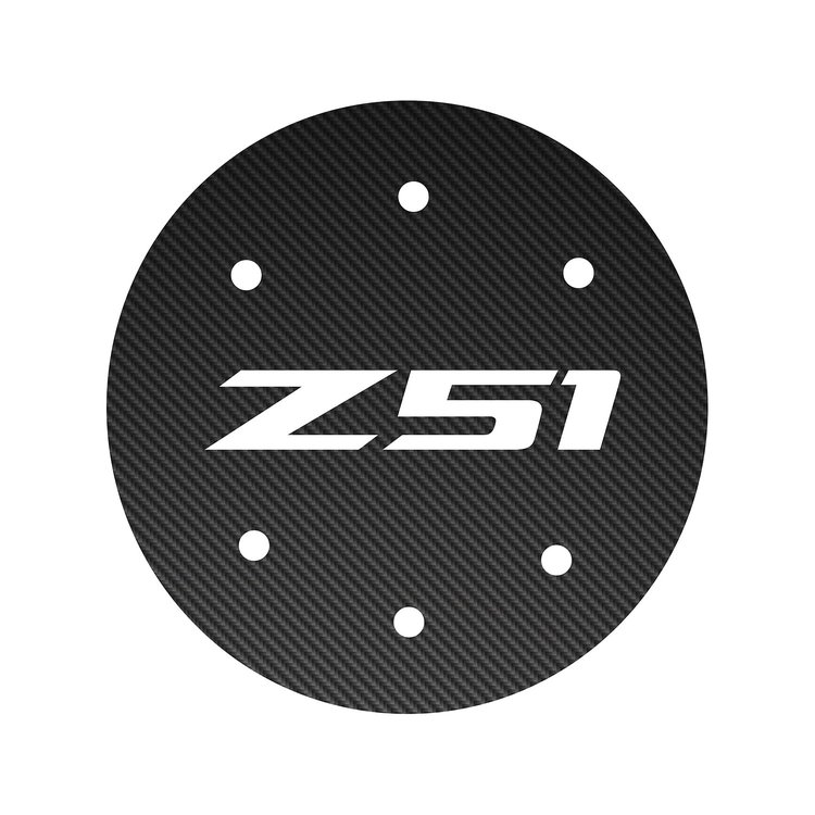78491 Vinyl Gas Door Overlay, 2014-2019 Chevy Corvette, Black Carbon Fiber W/ Z51 Logo