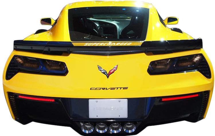 78676 Clear Center Wicker Bill Decal, 2015-2019 Chevy Corvette, Gloss Red Custom Lettering