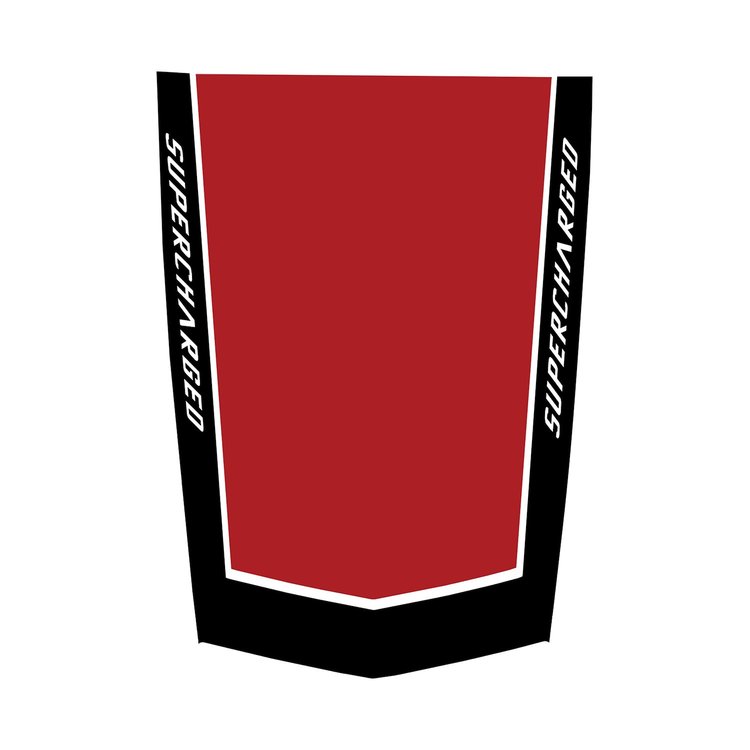78870 2-Tone Stinger Stripe, 2014-2019 Chevy Corvette, Gloss Black Gloss Red W/ Supercharged Text