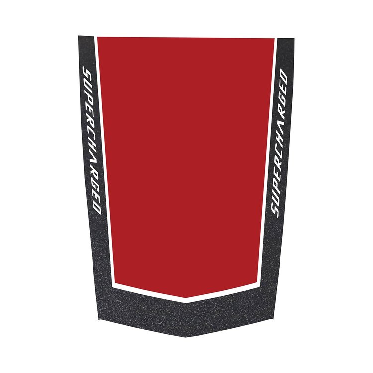 78884 2-Tone Stinger Stripe, 2014-2019 Chevy Corvette, Gloss Carbon Flash Gloss Red W/ Supercharged Text
