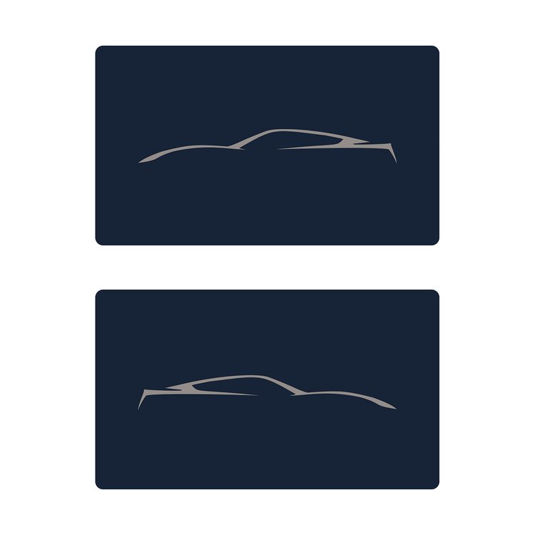 78902 Airbag Warning Cover, 2014-2019 Chevy Corvette, Pair Gloss Blue Gloss Silver Coupe Outline Only