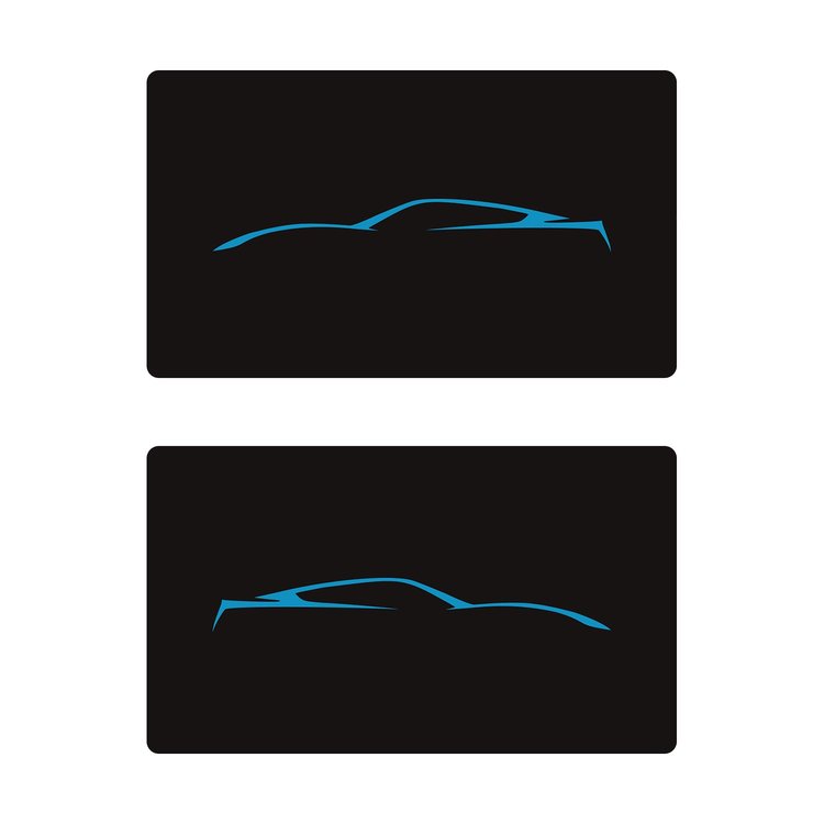 78915 Airbag Warning Cover, 2014-2019 Chevy Corvette, Pair Matte Black Gloss Tension Blue Coupe Outline Only