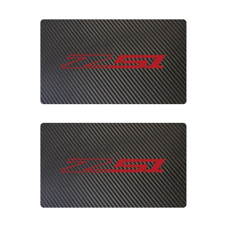 78935 Airbag Warning Cover, 2014-2019 Chevy Corvette, Pair Black Carbon Fiber Gloss Red Z51