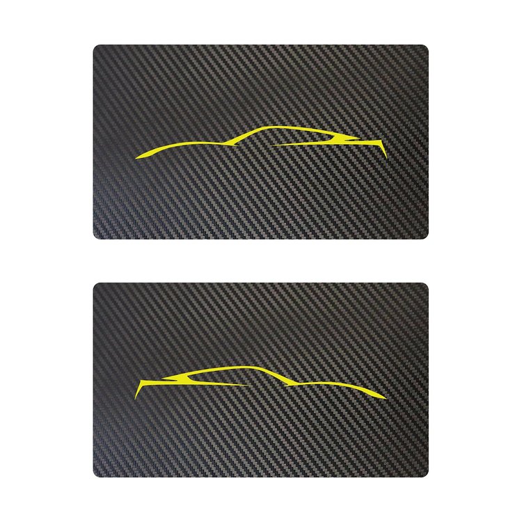 78947 Airbag Warning Cover, 2014-2019 Chevy Corvette, Pair Black Carbon Fiber Gloss Yellow Coupe Outline Only