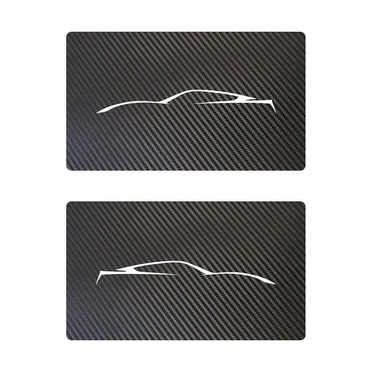 78951 Airbag Warning Cover, 2014-2019 Chevy Corvette, Pair Black Carbon Fiber Matte White Coupe Outline Only