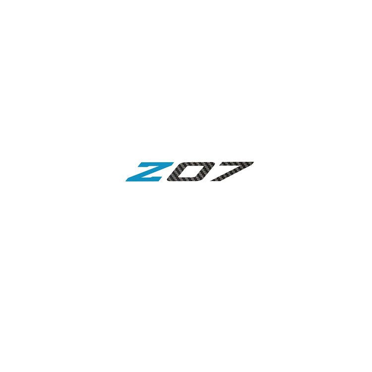 79299 Spoiler Z07 Small Decal, 2005-2019 Chevy Corvette, Gloss Tension Blue Z Black Carbon Fiber 07