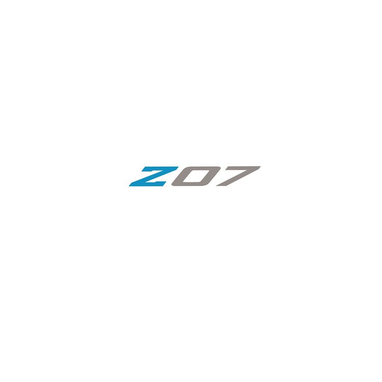 79301 Spoiler Z07 Small Decal, 2005-2019 Chevy Corvette, Gloss Blue Z Gloss Silver 07